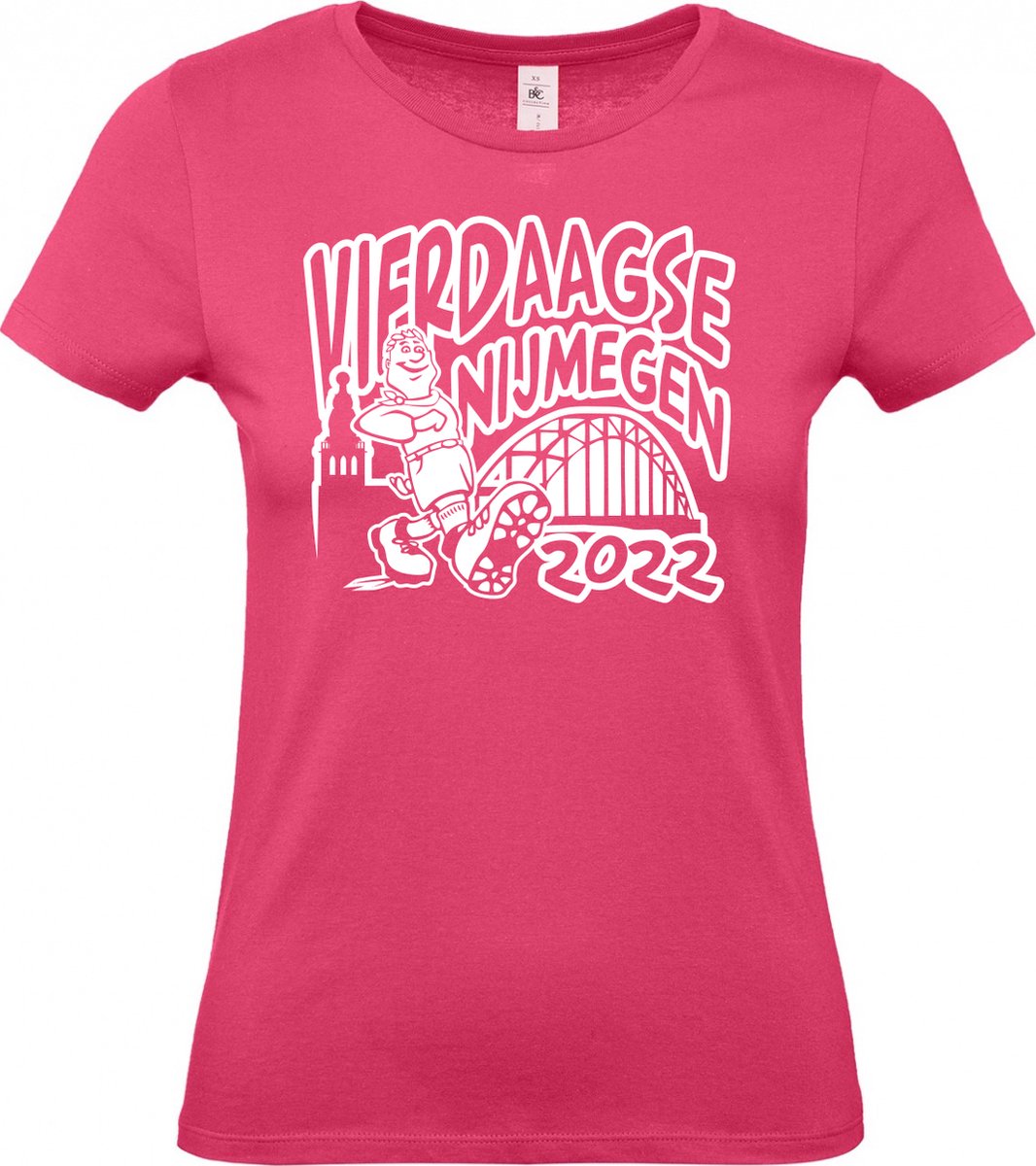 Dames t-shirt FunnyShirt De Vierdaagse |Wandelvierdaagse | Vierdaagse Nijmegen | Roze woensdag | Roze | maat XS